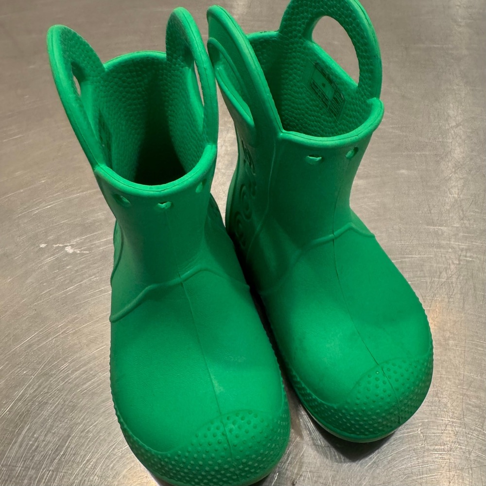 Crocs Toddler Rain Boots 6C Green Handle It Waterproof Outdoor